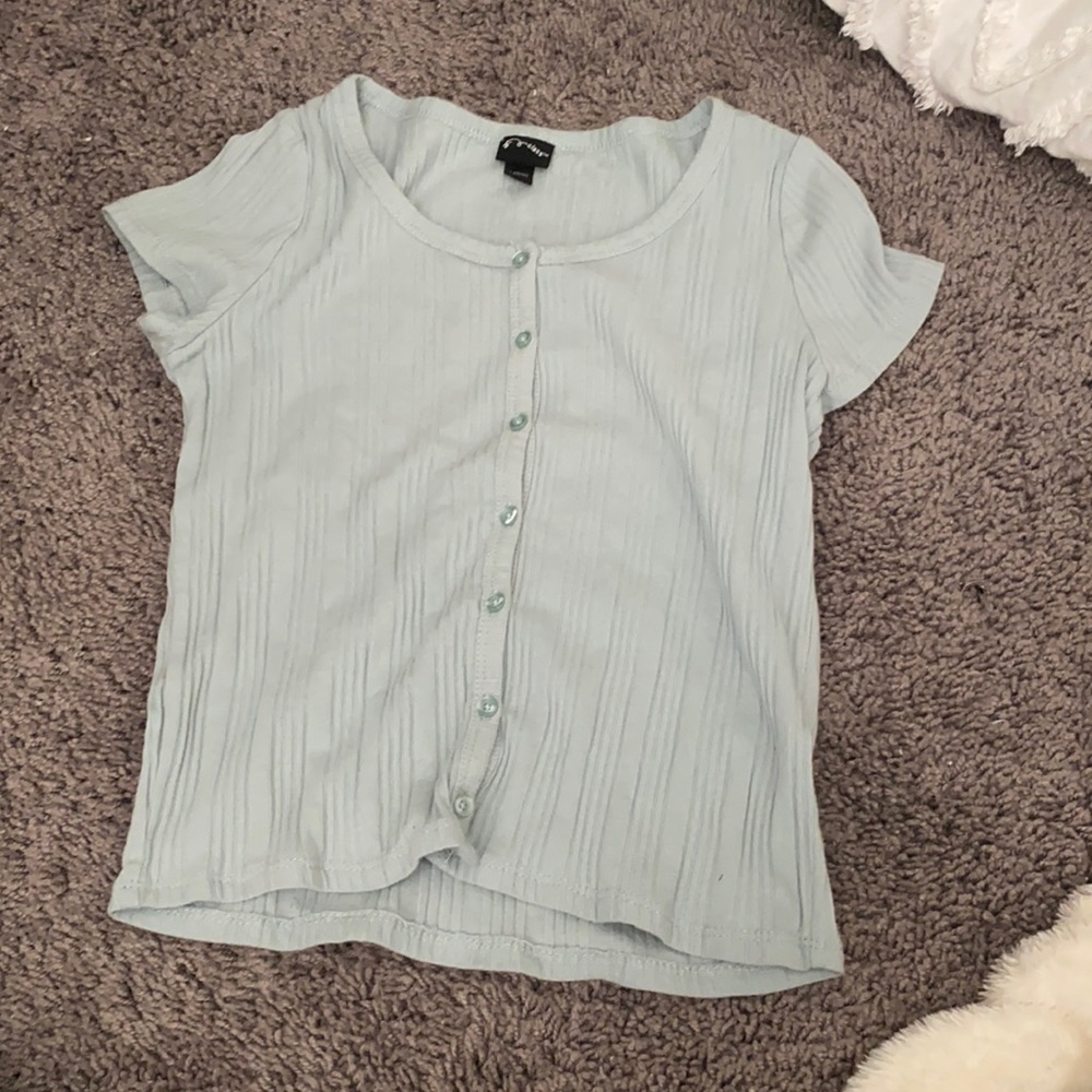 Light blue button down top